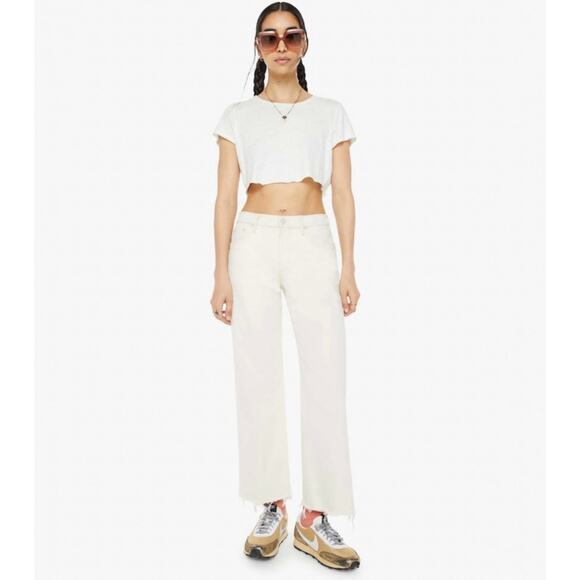 Mother The Mid Rise Maven Act Natural Cream Ankle Fray Jeans Size 30 - Picture 1 of 13